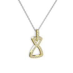 Swarovski ve beyaz zirkon 925 ayar altın kaplama gümüş kolye (40 cm gümüş rolo zincir)