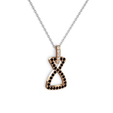 Simla Kolye - Swarovski ve siyah zirkon 925 ayar rose altın kaplama gümüş kolye (40 cm beyaz altın rolo zincir) #113j8v9