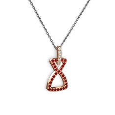 Simla Kolye - Beyaz zirkon ve garnet 14 ayar rose altın kolye (40 cm gümüş rolo zincir) #12z4d64