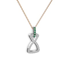 Simla Kolye - Yeşil kuvars ve swarovski 925 ayar gümüş kolye (40 cm rose altın rolo zincir) #132kqm2