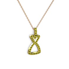 Simla Kolye - Peridot 14 ayar altın kolye (40 cm rose altın rolo zincir) #14okmj9