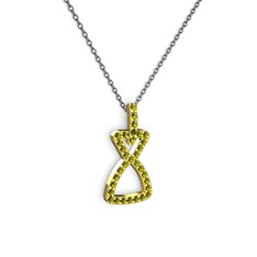 Simla Kolye - Peridot 14 ayar altın kolye (40 cm gümüş rolo zincir) #15lsbnw