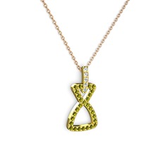 Simla Kolye - Swarovski ve peridot 925 ayar altın kaplama gümüş kolye (40 cm rose altın rolo zincir) #16q66c1