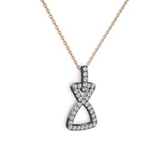 Simla Kolye - Pırlanta ve swarovski 925 ayar siyah rodyum kaplama gümüş kolye (0.55 karat, 40 cm gümüş rolo zincir) #16vto9n