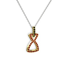 Siyah zirkon ve garnet 925 ayar altın kaplama gümüş kolye (40 cm beyaz altın rolo zincir)