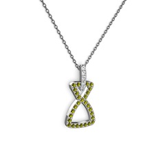 Simla Kolye - Beyaz zirkon ve peridot 925 ayar gümüş kolye (40 cm gümüş rolo zincir) #181sae8