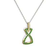 Simla Kolye - Pırlanta ve yeşil kuvars 14 ayar altın kolye (0.55 karat, 40 cm beyaz altın rolo zincir) #184nxkk