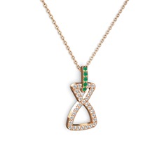 Simla Kolye - Kök zümrüt ve swarovski 14 ayar rose altın kolye (40 cm rose altın rolo zincir) #18l9q0q