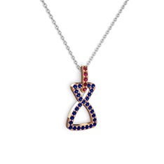 Simla Kolye - Rodolit garnet ve lab safir 8 ayar rose altın kolye (40 cm beyaz altın rolo zincir) #19gl8z9