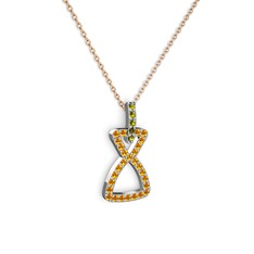 Simla Kolye - Peridot ve sitrin 925 ayar gümüş kolye (40 cm gümüş rolo zincir) #1atoaqx