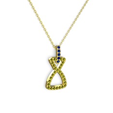 Lab safir ve peridot 18 ayar altın kolye (40 cm altın rolo zincir)