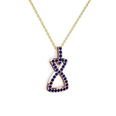 Simla Kolye - Lab safir 18 ayar rose altın kolye (40 cm altın rolo zincir) #1ccz40b