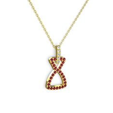 Simla Kolye - Beyaz zirkon ve rodolit garnet 8 ayar altın kolye (40 cm altın rolo zincir) #1cog0ih