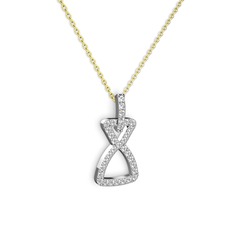 Simla Kolye - Beyaz zirkon ve swarovski 14 ayar beyaz altın kolye (40 cm altın rolo zincir) #1czm9kq