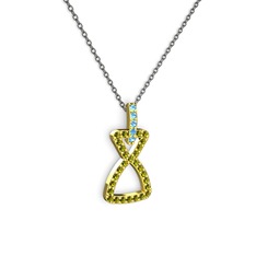 Simla Kolye - Akuamarin ve peridot 925 ayar altın kaplama gümüş kolye (40 cm gümüş rolo zincir) #1dxskqr