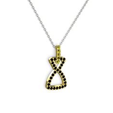 Simla Kolye - Peridot ve siyah zirkon 8 ayar altın kolye (40 cm beyaz altın rolo zincir) #1e1jv87