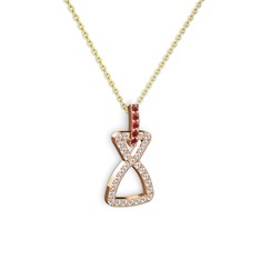 Simla Kolye - Kök yakut ve swarovski 8 ayar rose altın kolye (40 cm altın rolo zincir) #1ejyox5