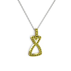 Simla Kolye - Peridot 18 ayar altın kolye (40 cm beyaz altın rolo zincir) #1fcqnjd