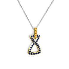 Simla Kolye - Sitrin ve lab safir 925 ayar altın kaplama gümüş kolye (40 cm gümüş rolo zincir) #1fxsfwi