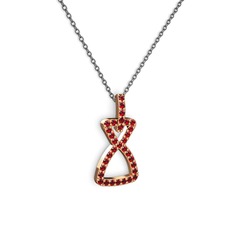 Simla Kolye - Garnet 18 ayar rose altın kolye (40 cm gümüş rolo zincir) #1gklqzy