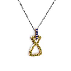 Simla Kolye - Lab safir ve peridot 925 ayar rose altın kaplama gümüş kolye (40 cm gümüş rolo zincir) #1gngbvy