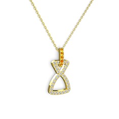 Sitrin ve swarovski 18 ayar altın kolye (40 cm altın rolo zincir)