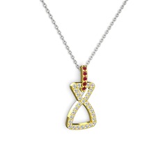 Simla Kolye - Kök yakut ve swarovski 18 ayar altın kolye (40 cm gümüş rolo zincir) #1h2zguh