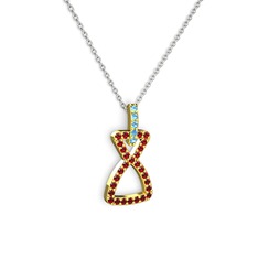 Simla Kolye - Akuamarin ve garnet 14 ayar altın kolye (40 cm beyaz altın rolo zincir) #1h4jph6