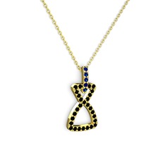 Simla Kolye - Lab safir ve siyah zirkon 18 ayar altın kolye (40 cm altın rolo zincir) #1h6dva1