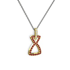 Simla Kolye - Swarovski ve rodolit garnet 18 ayar altın kolye (40 cm gümüş rolo zincir) #1i4plar