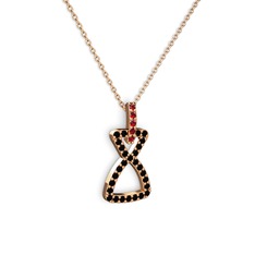 Simla Kolye - Garnet ve siyah zirkon 14 ayar rose altın kolye (40 cm rose altın rolo zincir) #1icqo5q