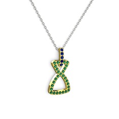 Simla Kolye - Lab safir ve yeşil kuvars 925 ayar altın kaplama gümüş kolye (40 cm beyaz altın rolo zincir) #1iid8x0