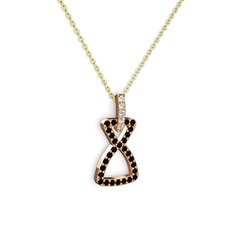 Simla Kolye - Swarovski ve siyah zirkon 18 ayar rose altın kolye (40 cm altın rolo zincir) #1ikbv1d