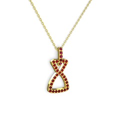 Rodolit garnet ve garnet 18 ayar altın kolye (40 cm altın rolo zincir)