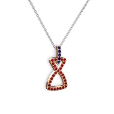 Simla Kolye - Lab safir ve garnet 18 ayar rose altın kolye (40 cm gümüş rolo zincir) #1lh4pep