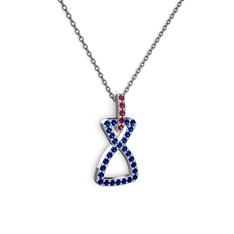 Simla Kolye - Rodolit garnet ve lab safir 925 ayar gümüş kolye (40 cm gümüş rolo zincir) #1lynnn2
