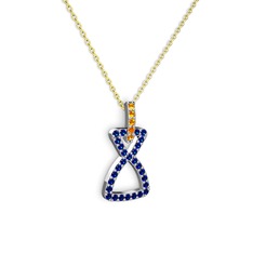 Simla Kolye - Sitrin ve lab safir 18 ayar beyaz altın kolye (40 cm gümüş rolo zincir) #1nkcrre