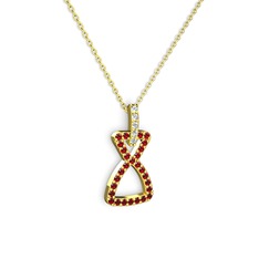 Simla Kolye - Pırlanta ve garnet 14 ayar altın kolye (0.55 karat, 40 cm altın rolo zincir) #1nqkl35