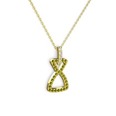 Simla Kolye - Beyaz zirkon ve peridot 925 ayar altın kaplama gümüş kolye (40 cm altın rolo zincir) #1oqcm3y