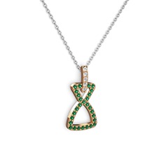 Simla Kolye - Pırlanta ve yeşil kuvars 18 ayar rose altın kolye (0.55 karat, 40 cm gümüş rolo zincir) #1ossmc