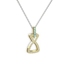 Simla Kolye - Akuamarin ve swarovski 14 ayar altın kolye (40 cm gümüş rolo zincir) #1q9vfki