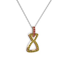 Simla Kolye - Kök yakut ve peridot 925 ayar rose altın kaplama gümüş kolye (40 cm gümüş rolo zincir) #1revugk