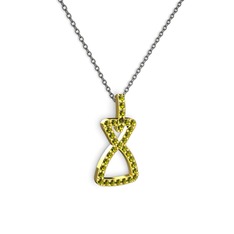 Peridot 8 ayar altın kolye (40 cm gümüş rolo zincir)