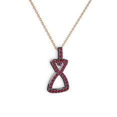 Simla Kolye - Rodolit garnet 925 ayar siyah rodyum kaplama gümüş kolye (40 cm gümüş rolo zincir) #1slza16