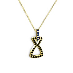 Lab safir ve siyah zirkon 14 ayar altın kolye (40 cm altın rolo zincir)