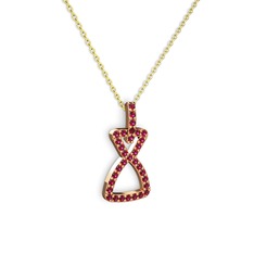 Simla Kolye - Rodolit garnet 8 ayar rose altın kolye (40 cm altın rolo zincir) #1ug2cbi