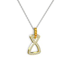 Simla Kolye - Sitrin ve swarovski 925 ayar altın kaplama gümüş kolye (40 cm gümüş rolo zincir) #1v8gsd2