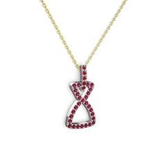 Simla Kolye - Kök yakut ve rodolit garnet 925 ayar gümüş kolye (40 cm altın rolo zincir) #1viadtr