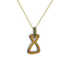 Simla Kolye - Peridot ve sitrin 925 ayar siyah rodyum kaplama gümüş kolye (40 cm altın rolo zincir) #1vptm2g