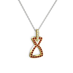 Beyaz zirkon ve garnet 8 ayar altın kolye (40 cm gümüş rolo zincir)